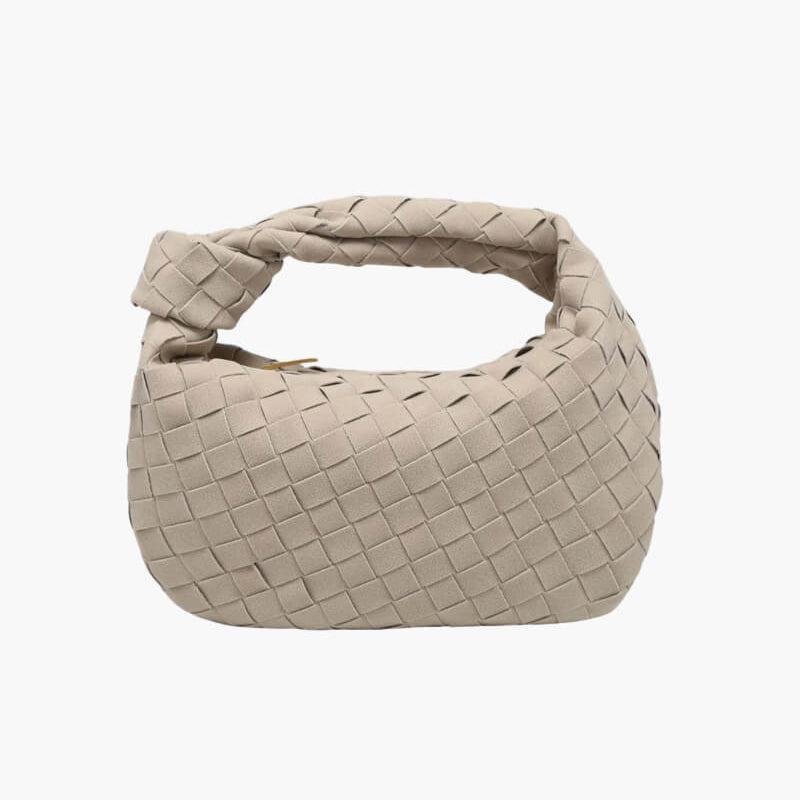 Ambont – Women's Mini Suede Shoulder Bag with Woven Knot Design