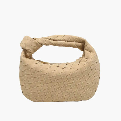 Ambont – Women's Mini Suede Shoulder Bag with Woven Knot Design