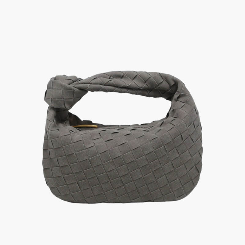 Ambont – Women's Mini Suede Shoulder Bag with Woven Knot Design