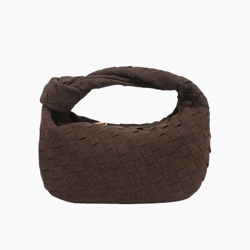 Ambont – Women's Mini Suede Shoulder Bag with Woven Knot Design