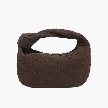 Ambont – Women's Mini Suede Shoulder Bag with Woven Knot Design