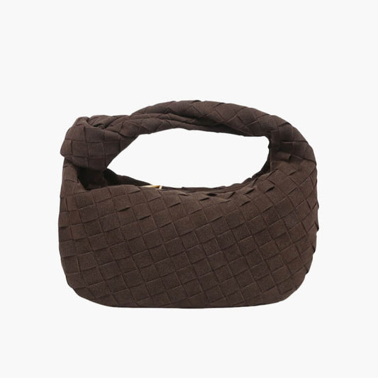 Ambont – Women's Mini Suede Shoulder Bag with Woven Knot Design